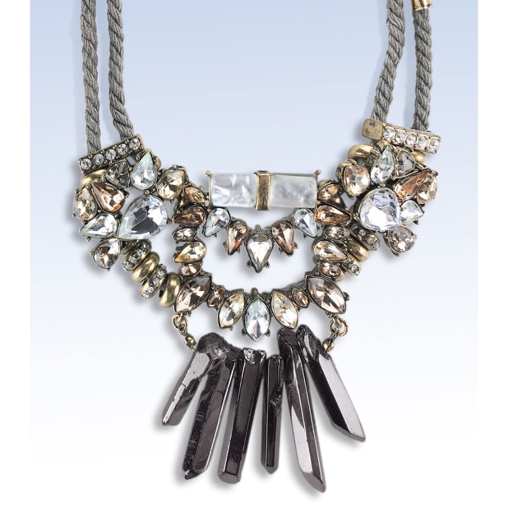 BaubleBar Antiqued Gold-Tone 'Imelda' Multi-Stone & Crystal Bib Necklace